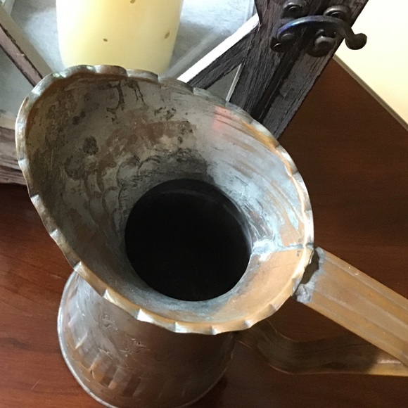 Vintage Handcrafted silver wash copper pitcher - Picture 5 of 8